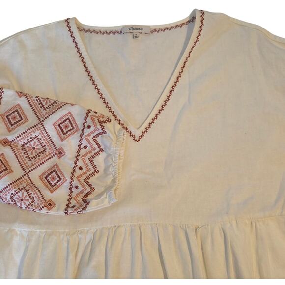 Madewell Embroidered Sleeve Popover Midi Dress, Bohemian Peasant Flour Sack sz M - Picture 5 of 11
